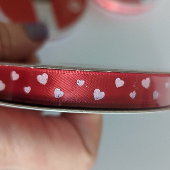 NWT 4 Rolls Red Pink Heart Ribbon Happy Valentine's Day Galentine's Crafts Home - Picture 4 of 7